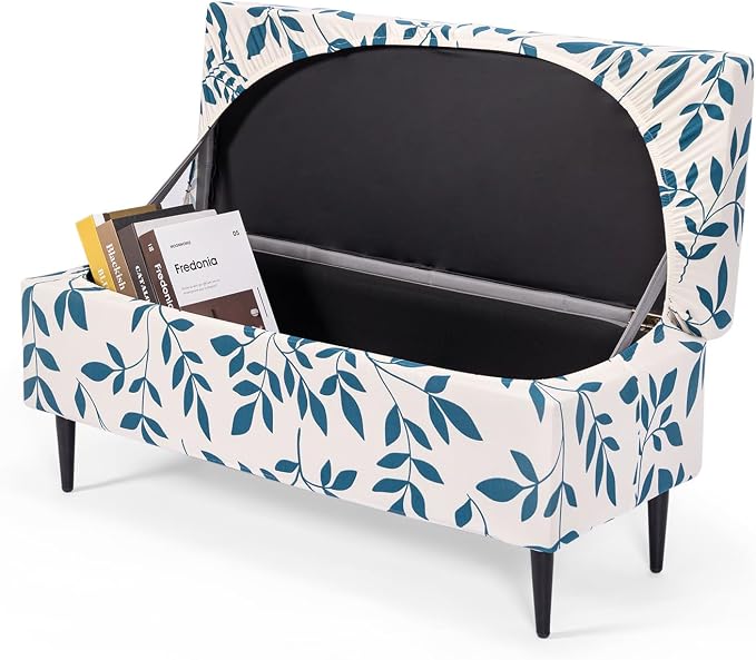 FUANGUI Ottoman Cover Slipcovers Rectangular Folding Stretch | Storage Bench Footrest Sofa Stool Covers Footstool Protector with Elastic Bottom, Removable Washable,Medium