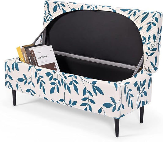 FUANGUI Ottoman Cover Slipcovers Rectangular Folding Stretch | Storage Bench Footrest Sofa Stool Covers Footstool Protector with Elastic Bottom, Removable Washable,Large