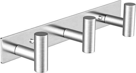 Wall Mounted Coat Rack-3 Hooks, Heavy Duty Stainless Steel Wall Hooks for Towel Coat Bag, Hat Rack Coat Hanger Coat Hooks Towel Racks for Bathroom Entryway Kitchen Office (Silver, 1 Pack)