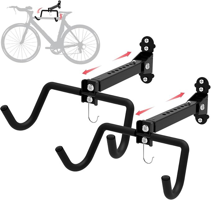 Bike Wall Mount Hanger, Garage Bike Rack for Indoor Bicycle Storage in Garage Home, Horizontal Bike Holder for Road Bikes, Mountain Bikes, Hybrid Bikes