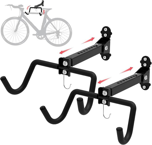 Bike Wall Mount Hanger, Garage Bike Rack for Indoor Bicycle Storage in Garage Home, Horizontal Bike Holder for Road Bikes, Mountain Bikes, Hybrid Bikes