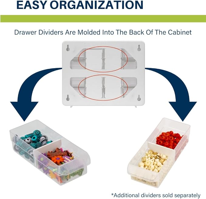 Akro-Mils 16-Drawer Plastic Drawer Storage Cabinet for Garage Organization, Beads, Makeup Organizer, Building Bricks Storage, Teacher Toolbox, 10-1/2-Inch W x 6-1/2-Inch D x 8-1/2-Inch H, 10116 White