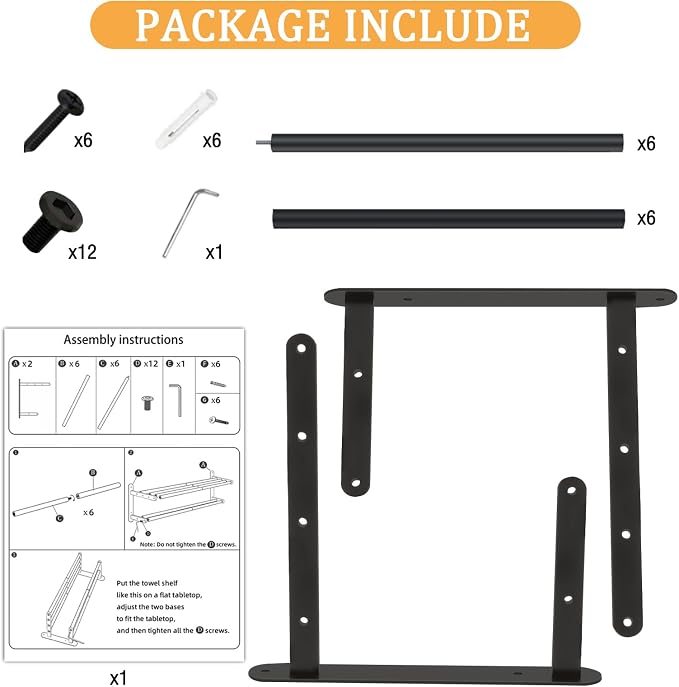 Double Towel Racks for Bathroom, Towel Shelf with Double Towel Bar 32 inch, Towel Rack with Shelf for Bathroom, Stainless Steel Towel Holder Wall Mounted, Towel Storage for Bathroom Lavatory Black