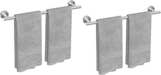 USHOWER 2-Pack Brushed Nickel Towel Bar, 24-Inch Towel Racks for Bathroom | Thicken SUS304 Stainless Steel Towel Rod, Towel Holder Wall-Mounted, Modern Home Decor (Total Length 26-Inch)