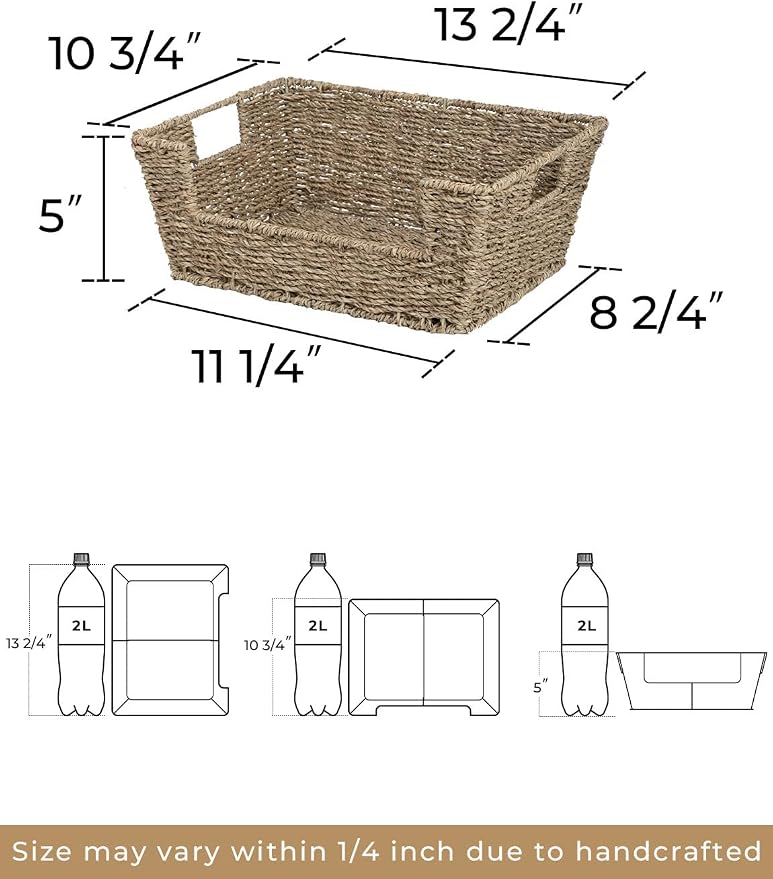 Storageworks Pantry Baskets For Organizing, Storage Baskets, Seagrass