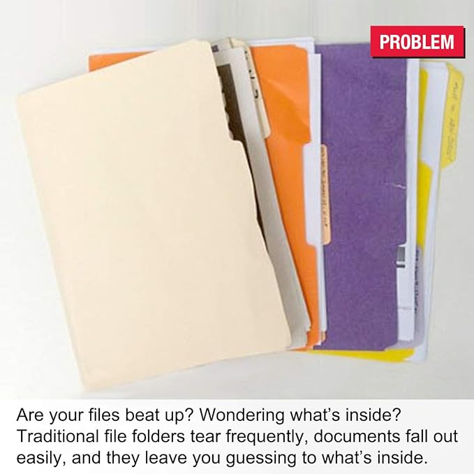 Ultimate Office PocketFile Clear Document Folders, 3rd-Cut, Set of 36 | Clear poly project pockets in 6 assorted colors; letter size; sort, color-code, and protect documents without punching