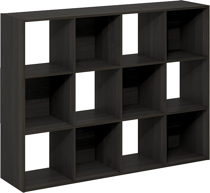 Furinno PELLI Book Shelf, 12-Cube Bookshelf, Cube Storage Organizer Bookcase, 11.7 x 47.6 x 36, for Living Room, Bedroom, Home Office, Espresso