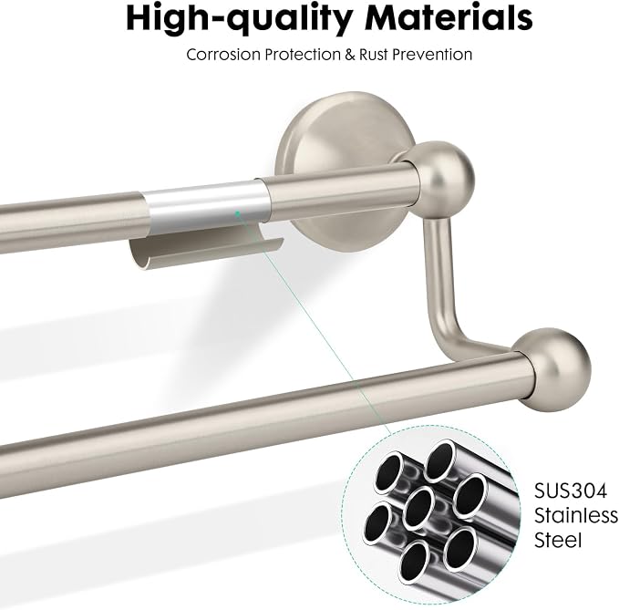 Antique Bathroom Double-Towel Bar Brushed Nickel, 24 Inch Towel Racks for Bathroom Wall Mounted,Bathroom Accessories Towel Holder,Bathroom TwoTowel Rod Hanger