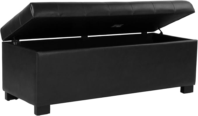 HomePop 46" Tufted Storage Bench - Classic Black
