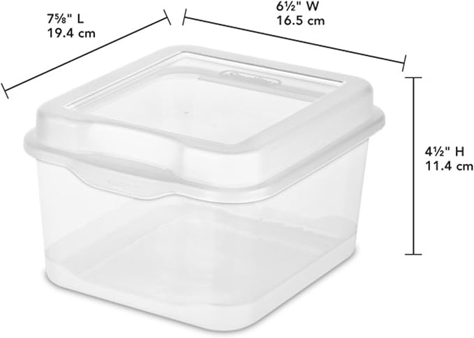 Sterilite Square Small FlipTop, Clear Plastic Storage Box, 48-Pack | Bin with Hinged Lid, Stackable Multipurpose Organizer for Art & Craft Supplies, Accessories, Photos & CDs, Home or Office Use