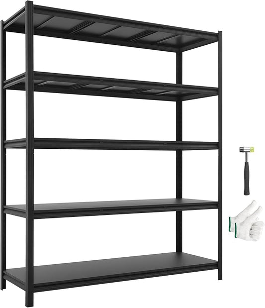 VEVOR Garage Shelving, 5-Tier Adjustable Storage Shelves, 3000 lbs Heavy Duty Garage Shelves, Metal Utility Rack Shelf for Garage Workshop Warehouse Basement, 59.49" W x 20.55" D x 71.38" H
