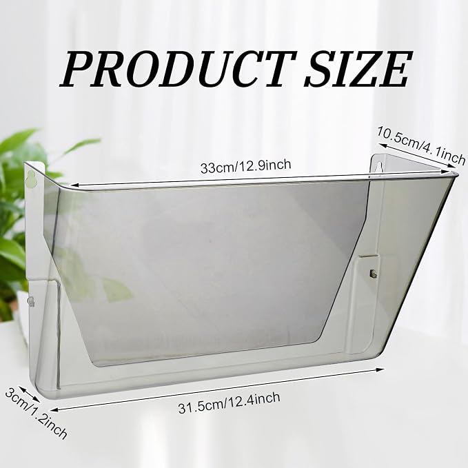 Colarr 8 Pcs Wall File Holder Organizer Plastic Wall Mount Mail Organizer with Screws Single Pocket Hanging Folder Paper Magazine Holder for Walls Office Home Classroom(Gray)