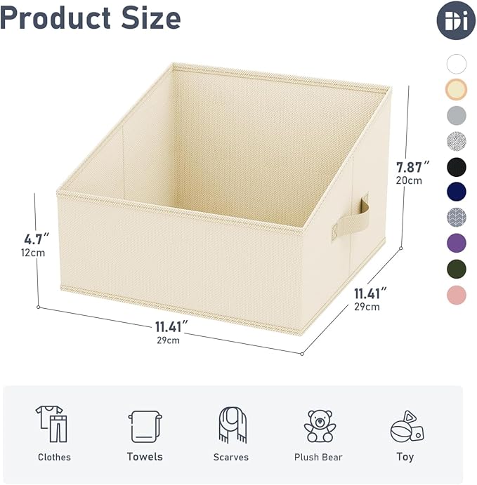 DIMJ Closet Storage Bins - Fabric Storage Baskets for Shelves, Collapsible Closet Organizers and Storage with Handles, Trapezoid Shelf Organization Storage Cubes for Purse, Toys, Books, Towel, Socks