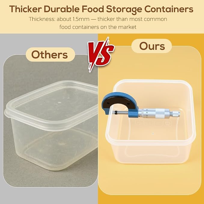 50PCS Thick Food Storage Containers with Airtight Lids for Meal Prep | BPA-Free Plastic Food Container Set for Leftovers, Snacks, Lunch, Fruit, Freezer Storage & Kitchen Organization, Leakproof