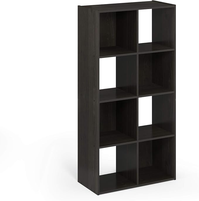 Furinno Pelli Cubic Storage Cabinet, 4x2, Espresso | 11.6 x 24.2 x 47.4, Open & Closed Back Cubes, Storage Organizer Cabinet, for Living Room, Bedroom, Home Office