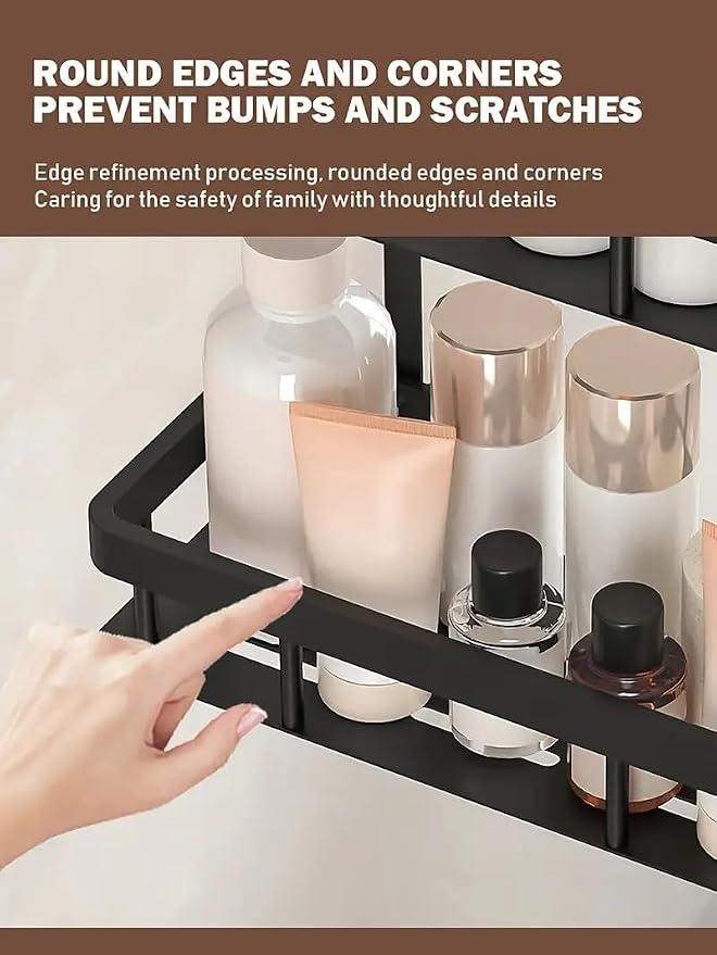 Over Door Shower Caddy, Black Rustproof Bathroom Organizer, 2-Tier Storage Rack, 11.81x5.31 Inch Shelves, No Drilling Required