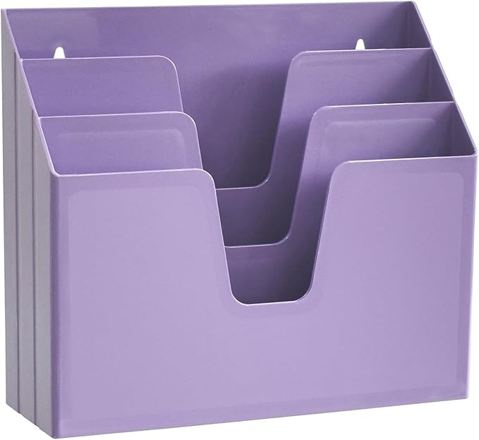 Acrimet Horizontal Triple File Folder Organizer Sorter, Letter Size, Purple | 3 compartments to separate and organize documents, folders and papers