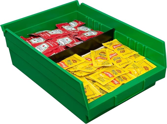 Akro-Mils 30150 Heavy Duty Plastic Shelf Bins, 12"x 8"x 4", Green, 12-Pack