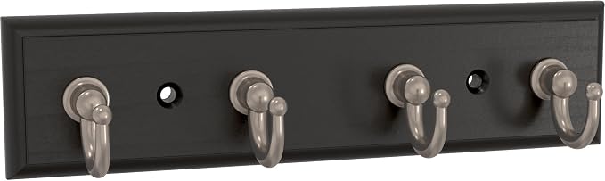 Franklin Brass Key Tidy (1-Pack) Matte Black Key Holder 7' Wall Mount Small Item Rack 4 Hooks for Wall, Hallway, Entry Small Keychain Rail Organizer B46711K-218-R