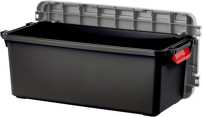 IRIS USA 2-Pack 15 Gallon Lockable Storage Trunk TrailBox, Dark Gray/Gray | Keeps camping gear, recovery equipment, emergency kits and outdoor essentials organized
