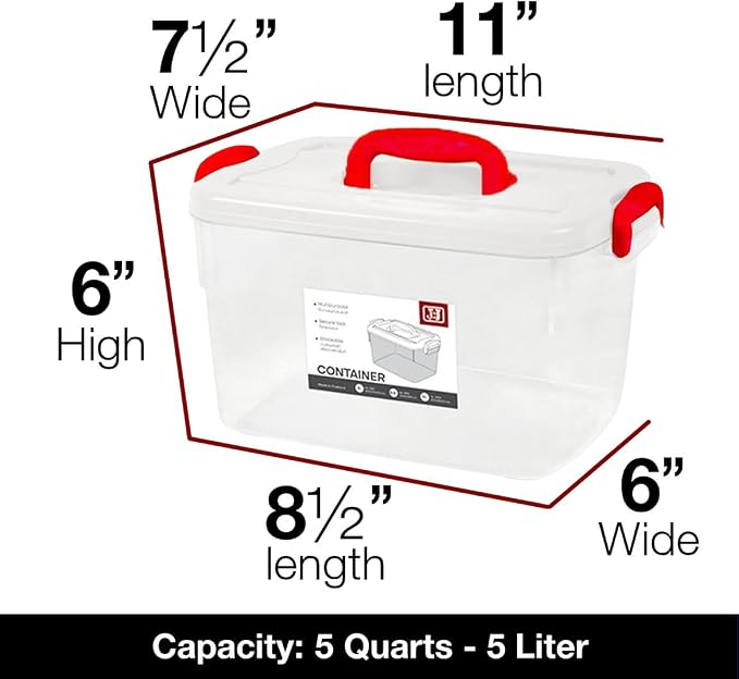 Tribello Clear Plastic Storage Bins with Lids and Handle Stackable Storage Bins, 5 Quarts - 2 Pack