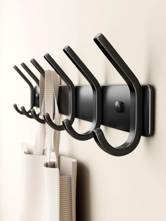Coat Rack Wall Mount Hooks - 15 Inch Black Metal 6-Hook Rack(1 Pack) | Modern Kids Room, Entryway & Bathroom Hanger for Towels, Coats, Purses, Bags