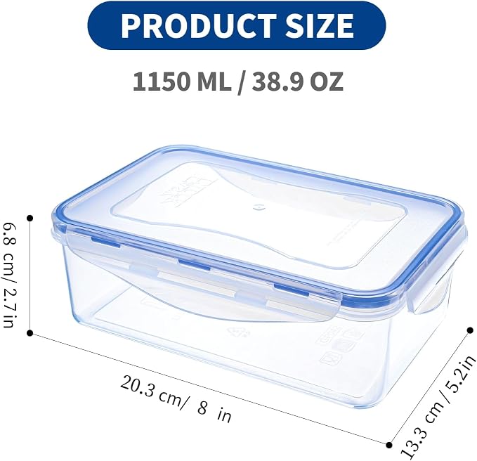 KIGI Food Storage Containers, Medium, Set of 3 (4.8 Cup) | Airtight Locking Lids, Leak-Proof, Ideal for Meal Prep, Lunch & Leftovers, Microwave & Freezer Safe, BPA-Free Plastic, 38 oz