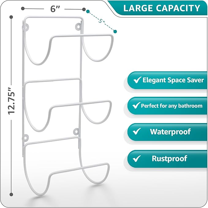 Sorbus Towel Holder for Bathroom Wall - 12 Level Wall Mounted Towel Rack Shelves for Rolled Bath Towels, Washcloths, Linen - Hanging Towel Racks for Bathroom, Spa, Salon, Towel Storage Organizer