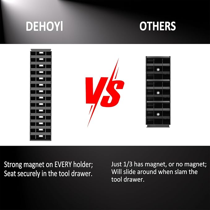 DEHOYI 48 pcs Premium MAGNETIC Modular Wrench Organizer System- Wrench Rack with Metric&SAE Labels, Tool Storage Holder. Gift for mechanics (Black)