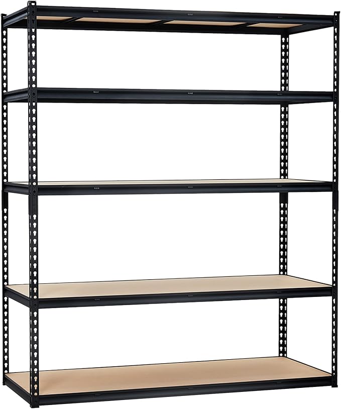 PeakPursuit Storage Shelving Unit, 5-Tier Adjustable Metal Storage Shelves, 60" L x 24" W x 72" H Heavy Duty Garage Storage Shelves for Kitchen Pantry Basement Bathroom Laundry