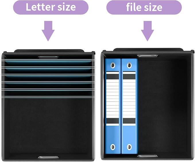 File Organizer Box with Lids, Collapsible File Folder Organizer | File Box with Plastic Slides for Office Document Storage, Filing Bin for Letter Size Hanging File Folders (1 Pack, Lavender)