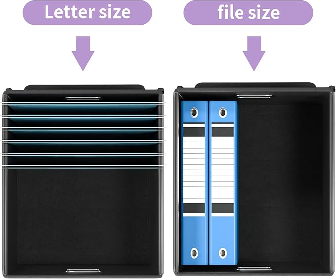 File Organizer Box with Lids, Collapsible File Folder Organizer | File Box with Plastic Slides for Document, Filing Bin for Letter Size Hanging File Folders (2 Pack, Dark Lavender)