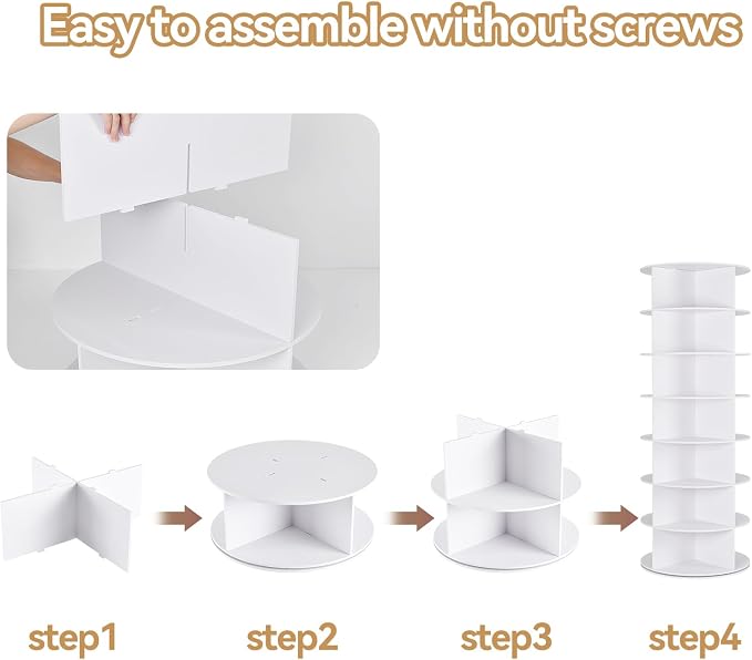 7 Tier Rotating Shoe Rack Tower, 360° Shoe Storage Organizer, White