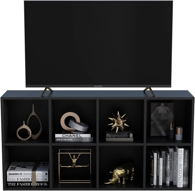OSCHF 8-Cube Storage Shelf Bookcase, Black | Wooden 4-Tier Open Bookshelf, Fits 11×11" Bins, Vertical or Horizontal Use, Full Back Panels, For Home Office