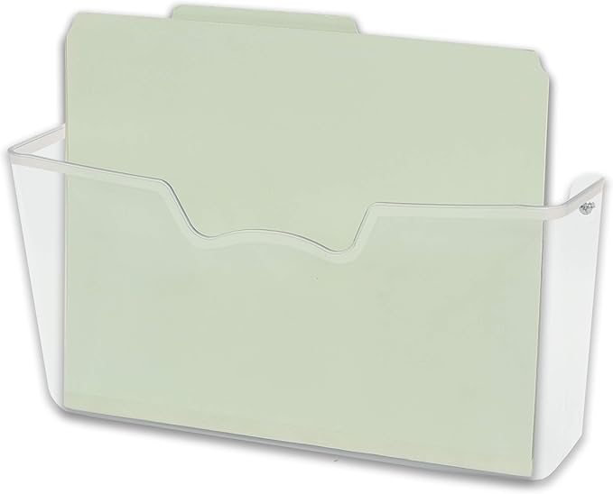 Simple Houseware Clear Wall Mount Pocket Hanging File Holder, 1-Pack | Wall File Holder Organizer for Paper and Documents, 13.75" Width