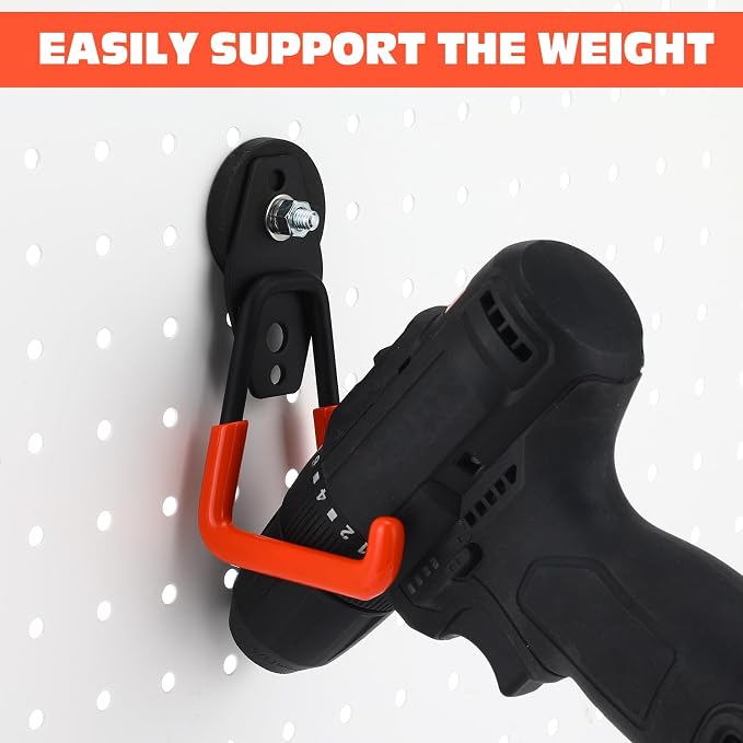 Landhoow 4 Pcs Large Magnetic Hooks Heavy Duty Garage Magnet Hooks Strong Storage Utility Magnetic Hangers with Anti Slip Rubber Coating for Indoor and Outdoor Hanging (Orange)