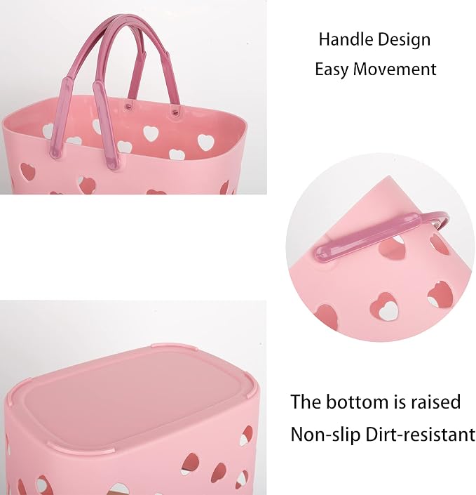 Portable Shower Caddy with handle Plastic Shower Basket Organizer, Pink | Bathroom Caddy Storage Tote Cleaning Supply Caddy for College Dorm, Kitchen, Pantry, Garage