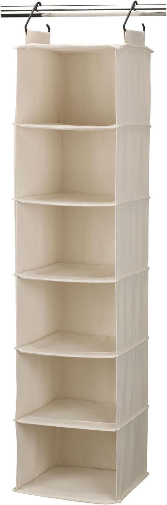 Household Essentials Cedarline 6‑Shelf Hanging Closet Organizer in Heavy‑Duty Cotton Canvas, Cream