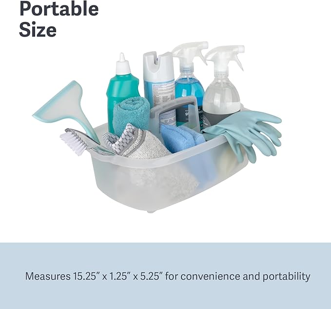 Casabella Plastic Multipurpose Cleaning Storage Caddy with Handle, 1.5-Gallon, Clear