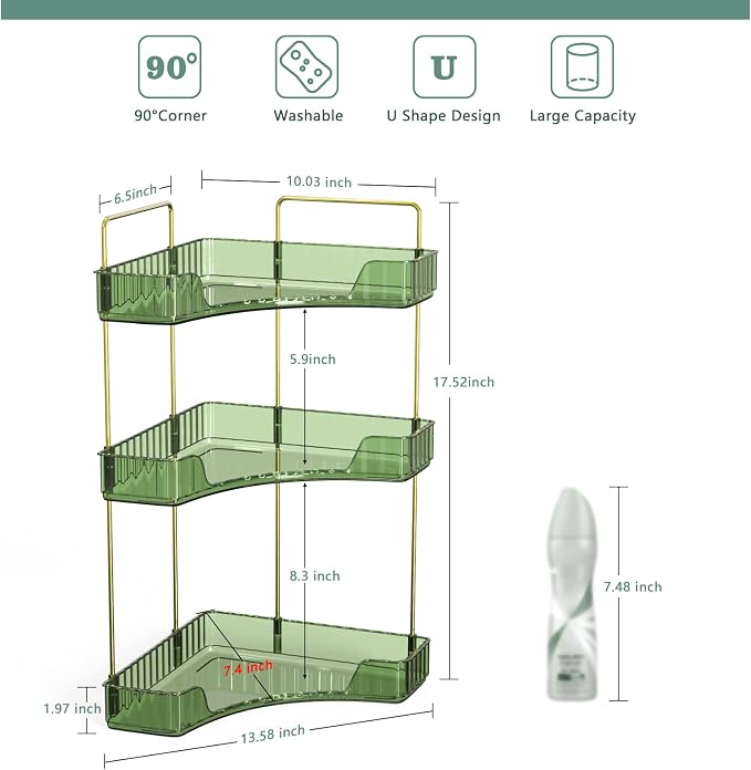 Webetop Corner Bathroom Organizer 3 Tier Makeup Countertop Shelf for Vanity | Compact Corner Design, Daily Item Storage, Easy Reach Access, Modern Appearance, Versatile Home Organization