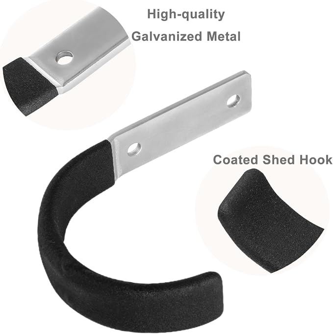 Garage Storage Ladder Hanger 2 Pcs, Upgraded Hose Hanging Hooks, Yard Tool Hangers for Garage Wall, Shovel and Rake Holders, Heavy Duty Utility J-Hooks for Hanging Tools, Ladders, Bicycles
