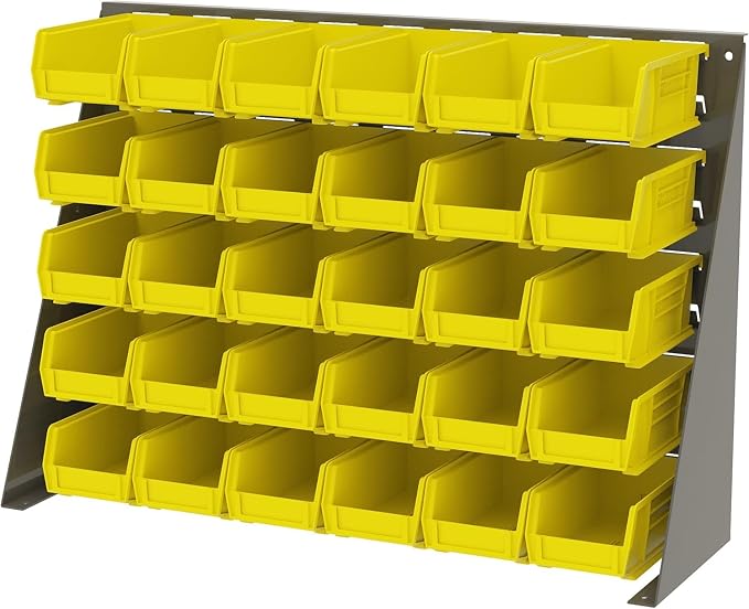 Akro-Mils 30220 AkroBins Plastic Storage Bins, 7"x4"x3", Yellow, 24-Pack | Space-Saving Stackable Bins for Garage, Pantry, Craft Organization