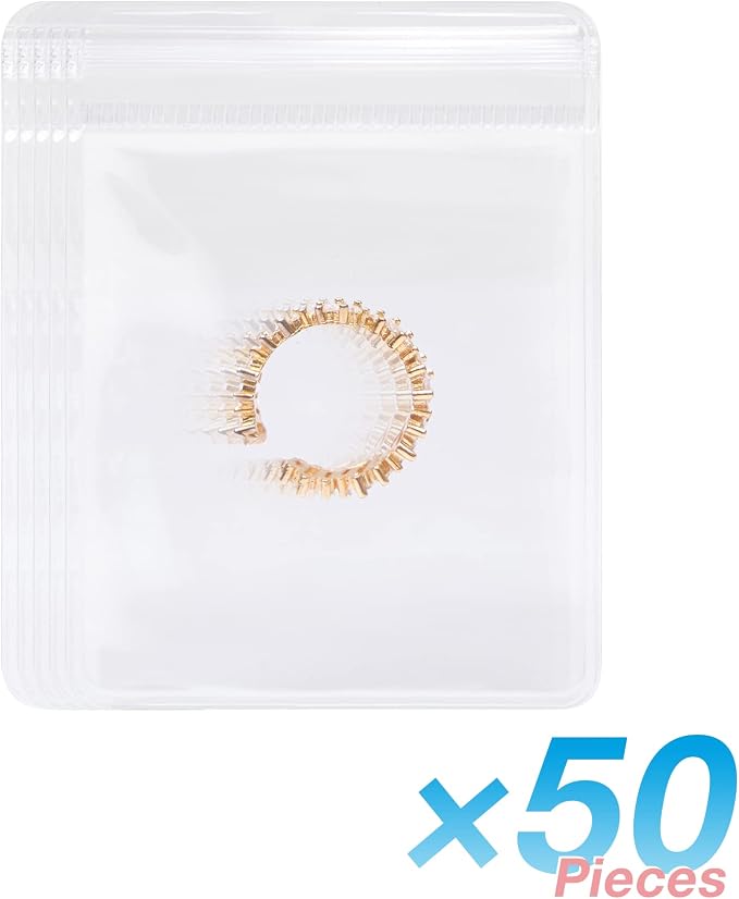 BAGSMART Jewelry Bags 50 Pcs Small Ziplock Rings Bags 2 x 3 Inch PVC Earring Packaging Sealing Zipper Clear Plastic Pouch Transparent Jewelry Organizer (Hanging Bag Is Not Included)