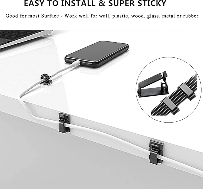 N NOROCME 192 PCS Cable Management Kit 4 Wire Organizer Sleeve | 11 Cable Holder,35Cord Clips 10+2 Roll Cable Organizer Straps,100 Fastening Cable Ties,for Computer TV Under Desk