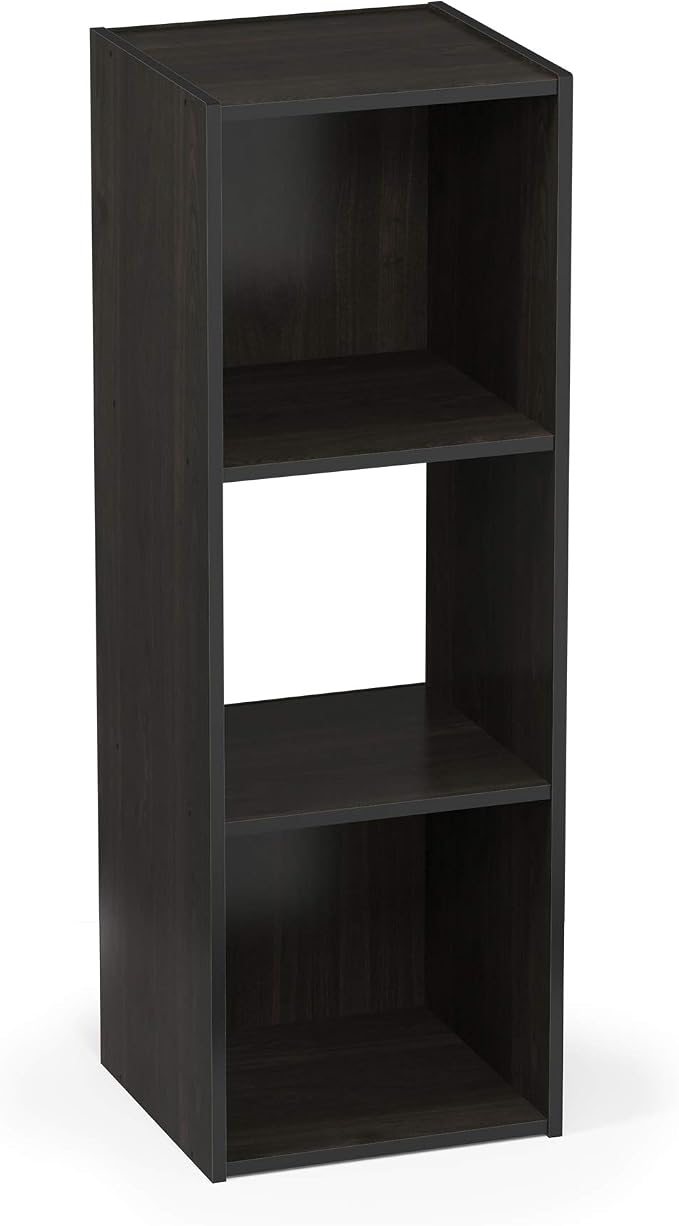 Furinno Pelli Cubic Storage Cabinet, 3x1, Espresso | 11.6 x 12.2 x 36, Open & Closed Back Cubes, Storage Organizer Cabinet, for Living Room, Bedroom, Home Office