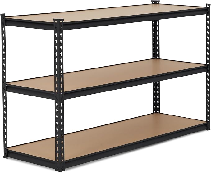 Garvee 3-Tier Storage Shelving Unit, 48" W x 24" D x 36" H, 1500 lbs Load | Carbon Steel Utility Shelves, Adjustable Metal Freestanding Garage Shelf for Pantry, Basement, Warehouse, Heavy Duty