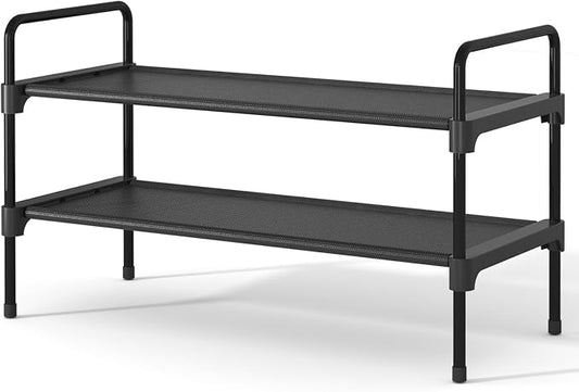 Kitsure Shoe Rack for Closet, Shoe Storage, 27.6" Wide - 2 Tiers, Black | Shoe Organizer for Closet, Entryway, Living Room, Space-Saving Shoe Shelf, Sturdy Zapateras Organizer