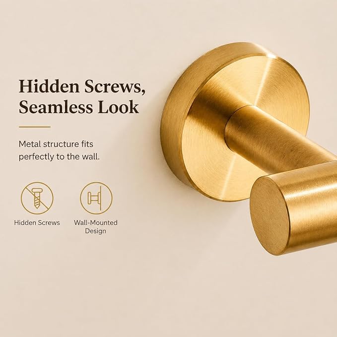 Brushed Gold Bathroom Hardware Set 5 Piece with Towel Racks for Bathroom, SUS304 Stainless Steel Bath Towel Bar Set, 24 Inch Wall Mounted Accessories Kit…