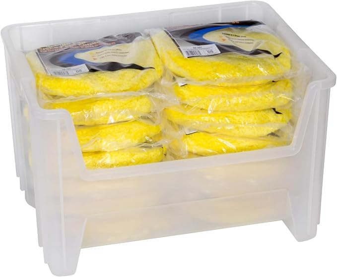Akro-Mils 13017 Stak-N-Store Stackable Storage Bins, Heavy Duty Garage Storage Containers, Open Front Plastic Organizer for Tools, Shelves, Closet Organizer, 15" x 20" x 12-1/2", Clear, 3-Pack