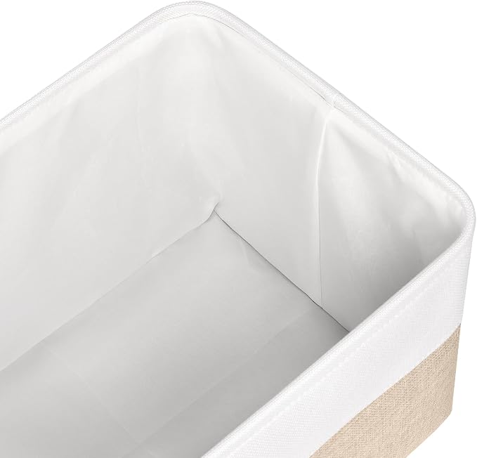 Foldable Storage Bin Collapsible Fabric Storage Basket Cube with Durable Handles Closet Organizer Bins for Organizing Shelves Drawers, Set of 3, 17" x 11.8" x 9.8", Beige